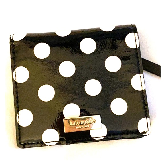 Handbags - Kate Spade wallet, polka dot, zipper on back